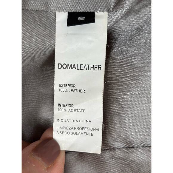 Doma Leather Bikercore Jacket Cognac Zippered Pockets Size Small Moto Collared - Picture 16 of 16